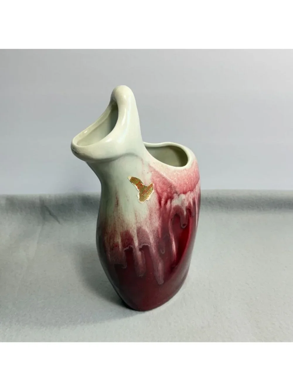 Vintage Red Wing Pottery Vase 1953 Anniversary Drip Glaze Oxblood Maroon B2317 - Picture 5 of 16